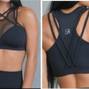Black Strappy Mesh Sports Bra
